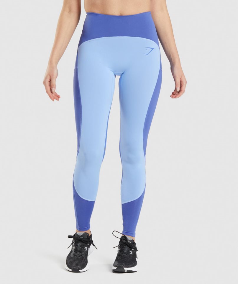 Women\'s Gymshark Pulse Mesh Leggings Blue | NZ 5NJTAK